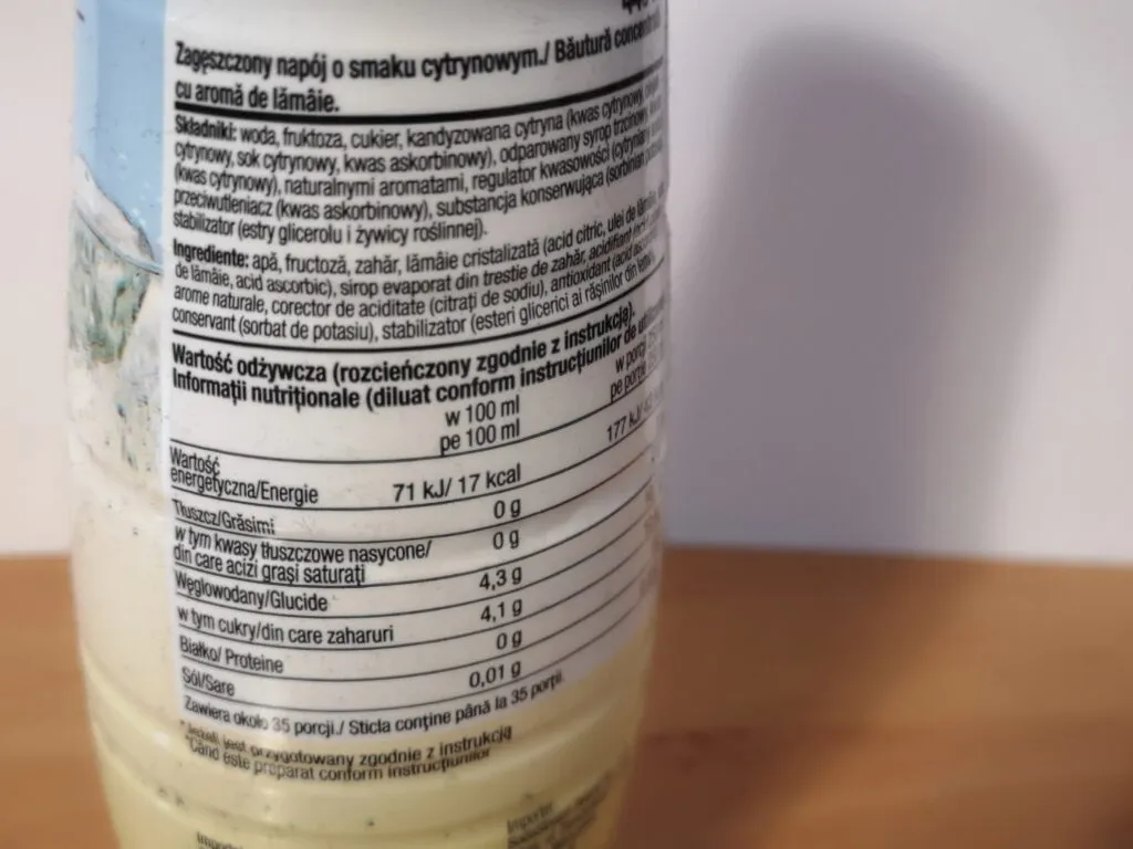 Zdjęcie butelki syropu Cloudy Lemonade