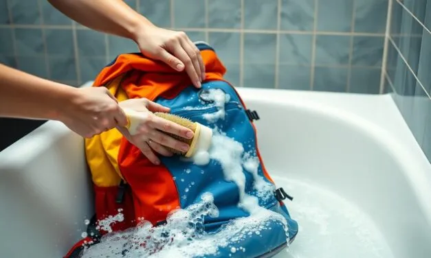 Czyszczenie plecaka turystycznego – mycie w wannie i domowe środki | Przedstawisz krok po kroku, jak wyczyścić plecak przy użyciu wody, łagodnego mydła i szczotki. To metoda skuteczna, tania i nie wymaga zakupu specjalnych środków.