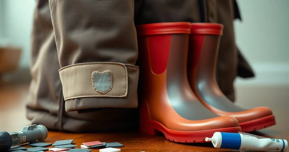 Jak naprawić drobne uszkodzenia płaszcza i kaloszy | Przedstawisz proste metody naprawy, takie jak użycie łatki czy kleju do gumy. Dzięki nim można szybko i tanio przywrócić funkcjonalność odzieży i obuwia.