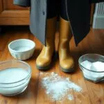 Szybkie usuwanie plam z płaszcza i kaloszy po powrocie z wyjazdu | Przedstawisz domowe sposoby na usuwanie zabrudzeń, takie jak użycie wody z mydłem czy sody oczyszczonej. To tanie i skuteczne metody, które każdy może zastosować od ręki.