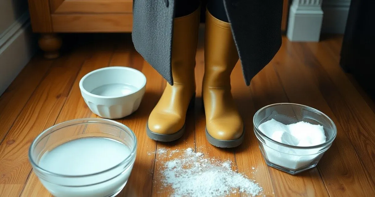 Szybkie usuwanie plam z płaszcza i kaloszy po powrocie z wyjazdu | Przedstawisz domowe sposoby na usuwanie zabrudzeń, takie jak użycie wody z mydłem czy sody oczyszczonej. To tanie i skuteczne metody, które każdy może zastosować od ręki.